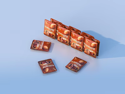 Household Instant Coffee For Daily Use Brown Sachets And Packaging Box 3d model