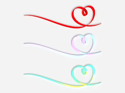 Colorful Heart Shaped Wall Decor With Ribbon Like Curves In Red Pink And Rainbow Tones 3d model