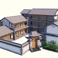 Rural Self Built House With Chinese Traditional Style Gray Tile Roof And Courtyard