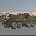 Military Vehicle With Camouflage Paint Multiple Wheels DF-15B Missile And Red Star Symbol