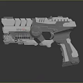 Futuristic Metallic Handgun With Advanced Control Panel And Textured Sci Fi Weapon Design 3d model