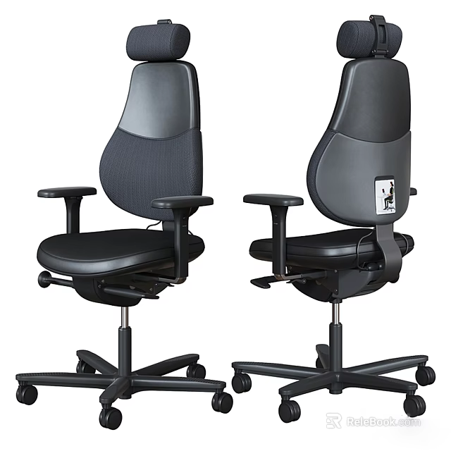Ergonomic Black Office Chair With High Back Adjustable Armrests And Swivel Wheels 3d model 