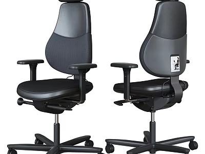 Ergonomic Black Office Chair With High Back Adjustable Armrests And Swivel Wheels 3d model