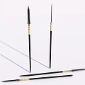 Ancient Style Weapons With Black Shafts Golden Accents And Sharp Spearheads