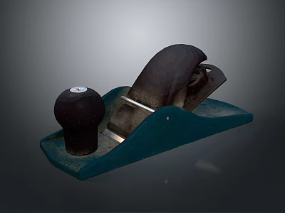 Traditional Woodworking Hand Plane With Blue Base And Black Components 3d model