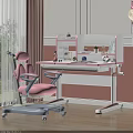 Modern Kids Desk With Pink Chair Storage Shelves White Pink Design And Study Accessories