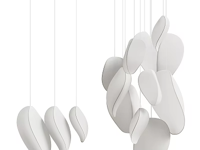 Modern Ceiling Light Fixture With Irregular White Shades For Living Room Interior 3d model