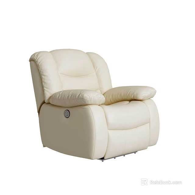 Cream Leather Massage Chair With Comfortable Reclining Function And Soft Cushions 3d model 