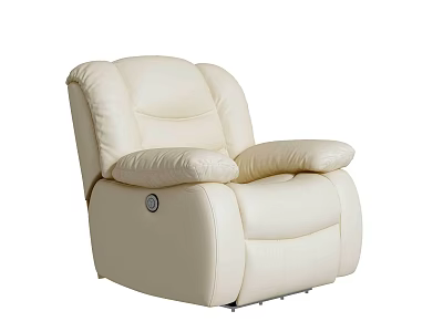 Cream Leather Massage Chair With Comfortable Reclining Function And Soft Cushions 3d model