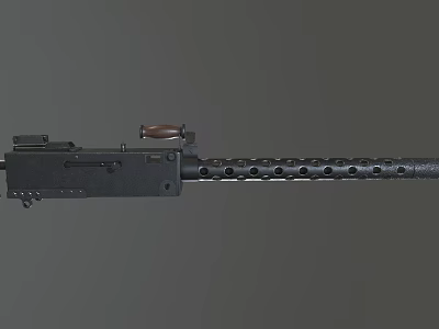Vintage Machine Gun With Wooden Component Barrel Holes And Metal Body Structure 3d model