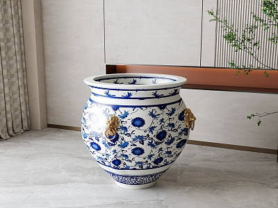 Blue and white porcelain vat model