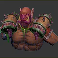 Muscular Fantasy Orc Character With Horns Fangs Spiked Shoulder Barrels And Metal Accents