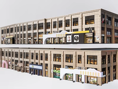 Modern Commercial Street Architectural Design With Retail Shops And Storefronts 3d model