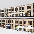 Modern Commercial Street Architectural Design With Retail Shops And Storefronts