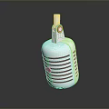 Classic White Microphone With Retro Striped Design And Shiny Surface 3d model