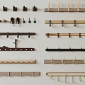 Various Wall Mounted Hooks in Wooden and Metal Designs for Home Organization