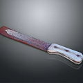 Red Bladed Kitchen Utility Knife With White Decorative Handle Design 3d model