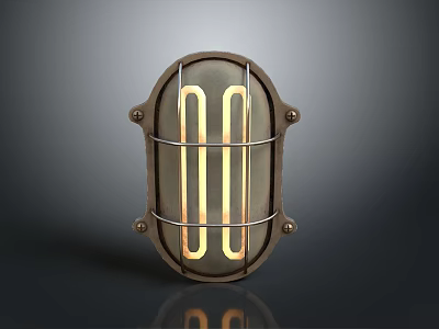 Vintage Industrial Lighting Combination With Metal Frame And Illuminated Tubes Emitting Warm Glow For Interior 3d model