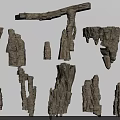 Natural Stone And Wood Design Elements With Textured Surfaces And Irregular Shapes
