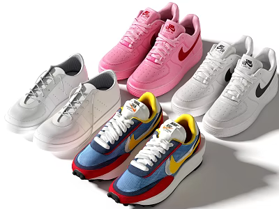 Variety Of Stylish Sneakers In Different Colors 3d model