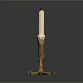 Gold Claw Base Candle Holder With White Candle And Metallic Design