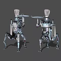 Smart Machines Wearing Chef Hats Holding Plates With Mechanical Design Features