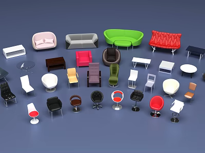 Modern Sofa Coffee Table Set with Various Colors and Stylish Designs 3d model