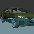 Green Audi SUV Exterior Design In Urban Setting With Modern Buildings And Trees