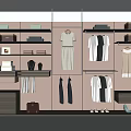 Modern Wardrobe Interior Design With Hanging Clothes Folded Garments Shelves Storage Boxes And Shoes