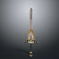 Ornate Decorative Sword Design With Golden Wing Guard Intricate Hilt And Engraved Blade