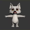 Cute White Cartoon Game Movie Character With Big Eyes Red Nose And Open Arms