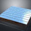 Building Platform Structure With Blue Metal Striped Surface And Wooden Base Construction 3d model