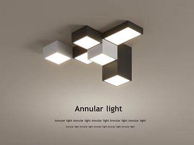 Modern Geometric Square Shaped Ceiling Light With Bright Illuminated Areas 3d model