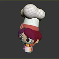 Cartoon Chef Character With White Chef Hat Red Purple Hair Big Eyes And Yellow Apron