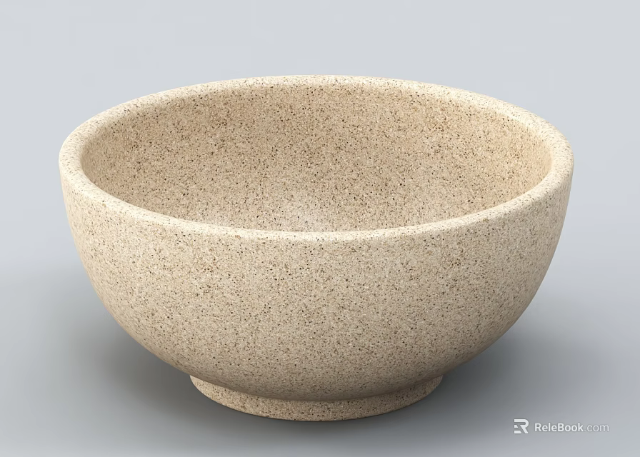 Textured Speckled Beige Ceramic Bowl For Home Cooking And Serving Kitchenware 3d model 