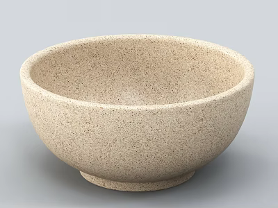 Textured Speckled Beige Ceramic Bowl For Home Cooking And Serving Kitchenware 3d model