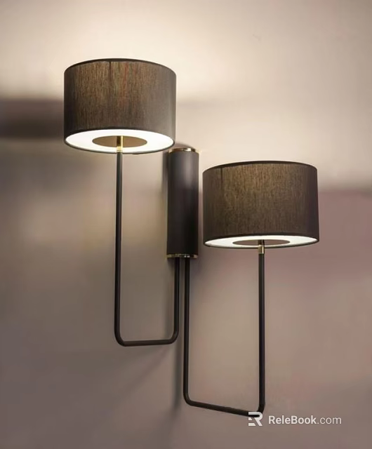 Modern Wall Lamp Design With Fabric Shade And Metal Frame For Home Decor 3d model 