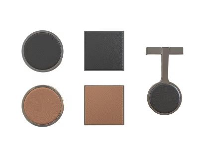 Cabinet Handles In Round Square T Shaped Designs With Black Brown Colors 3d model