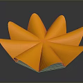 Orange Flower Shaped Decorative Object With Shiny Surface And Curved Petals On Dark Background