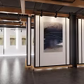 Modern Exhibition Hall With Spacious Design And Display Panels Featuring Artworks And Spotlights