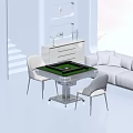 Modern Entertainment Table With Green Surface And Chairs In Living Room Setting