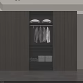 Modern Wooden Wardrobe Open Design Featuring Hanging Folded Areas And Storage Boxes