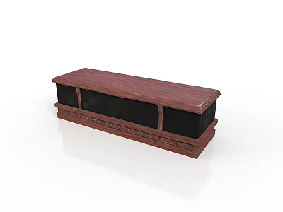 Classic Wooden TV Stand With Carved Details And Black Panels 3d model