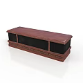 Classic Wooden TV Stand With Carved Details And Black Panels