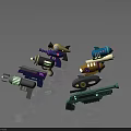 Futuristic Sci Fi Weapons Collection With Colorful Designs And Glowing Details