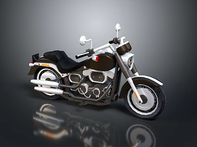 Classic Black Cruiser Motorcycle With Black Seat Chrome Exhaust And White Wall Tires 3d model