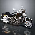 Classic Black Cruiser Motorcycle With Black Seat Chrome Exhaust And White Wall Tires