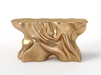 Golden Console Table with Unique Wavy Texture Metallic Shiny Surface Design 3d model