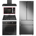 Essential Modern Kitchen Appliances Including Microwave Gas Stove Oven And Refrigerator