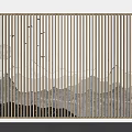 New Chinese Style Background Wall Grid Landscape Background Wall Landscape Background Screen Water Mountain Background Partition Landscape Wall Grid Background Wall 3d model